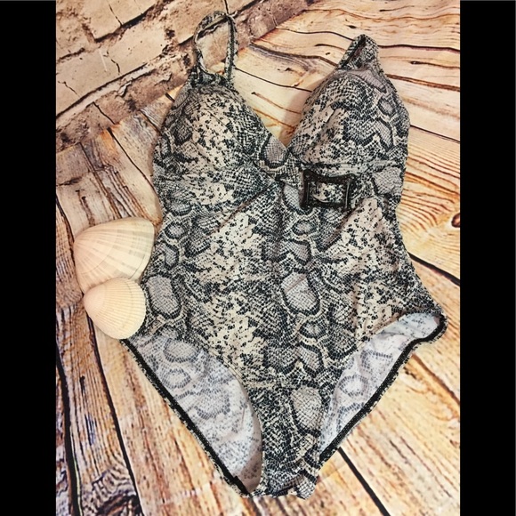 Python Snake Print One Piece Bathing Suit Swimsuit - Picture 1 of 6